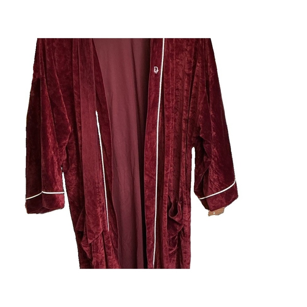 Christian Dior Robe Mens One Size Burgundy Vintage Velvet Monsieur (D9) - Picture 6 of 7
